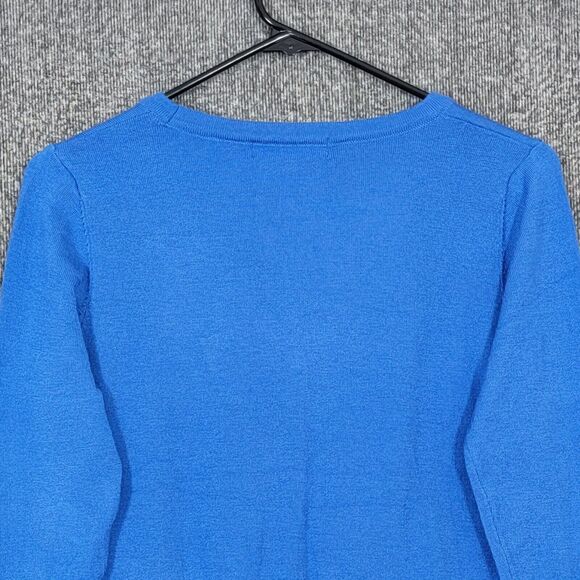 Yemak Sweater Cardigan Womens S Blue 3/4 Sleeve Button Down Super Soft V Neck - Picture 8 of 11